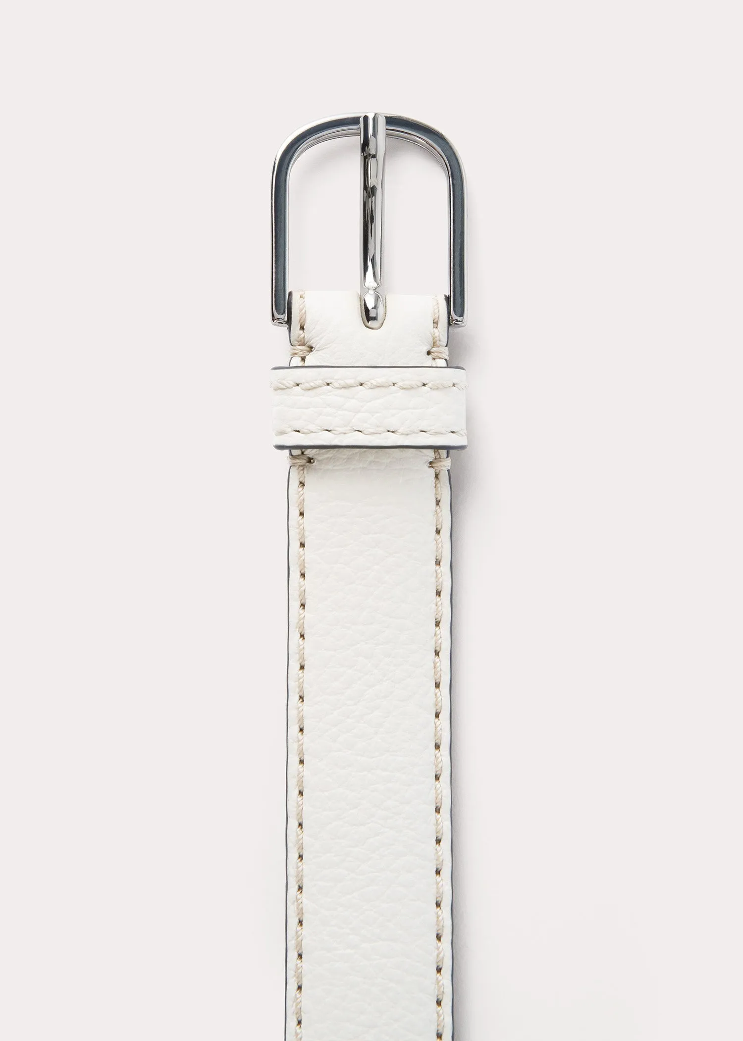 Slim grained-leather trouser belt milk sold by Toteme product image thumbnail 4
