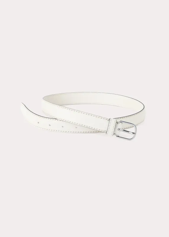 Slim grained-leather trouser belt milk sold by Toteme