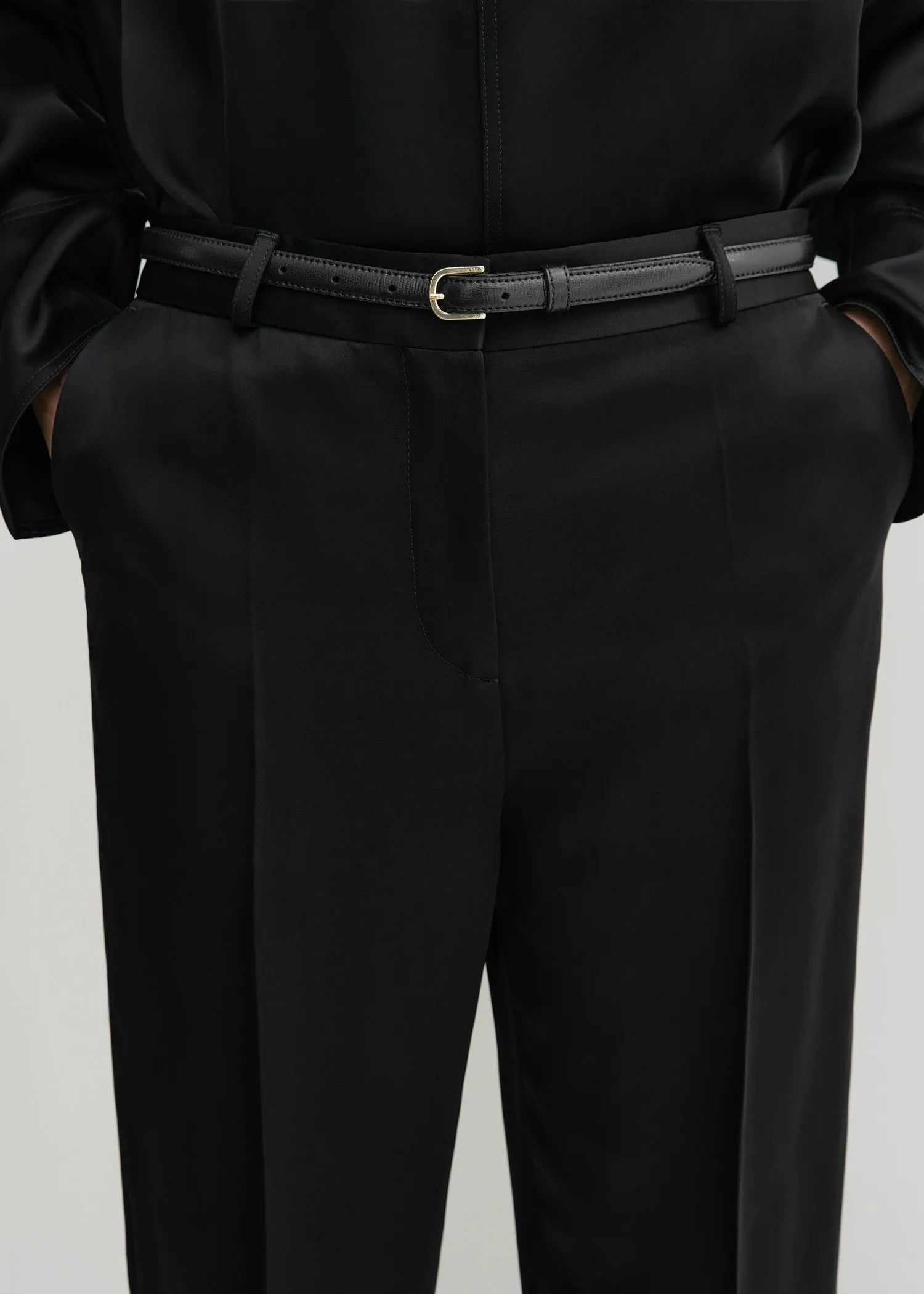 Low-waist satin trousers black sold by Toteme product image thumbnail 5