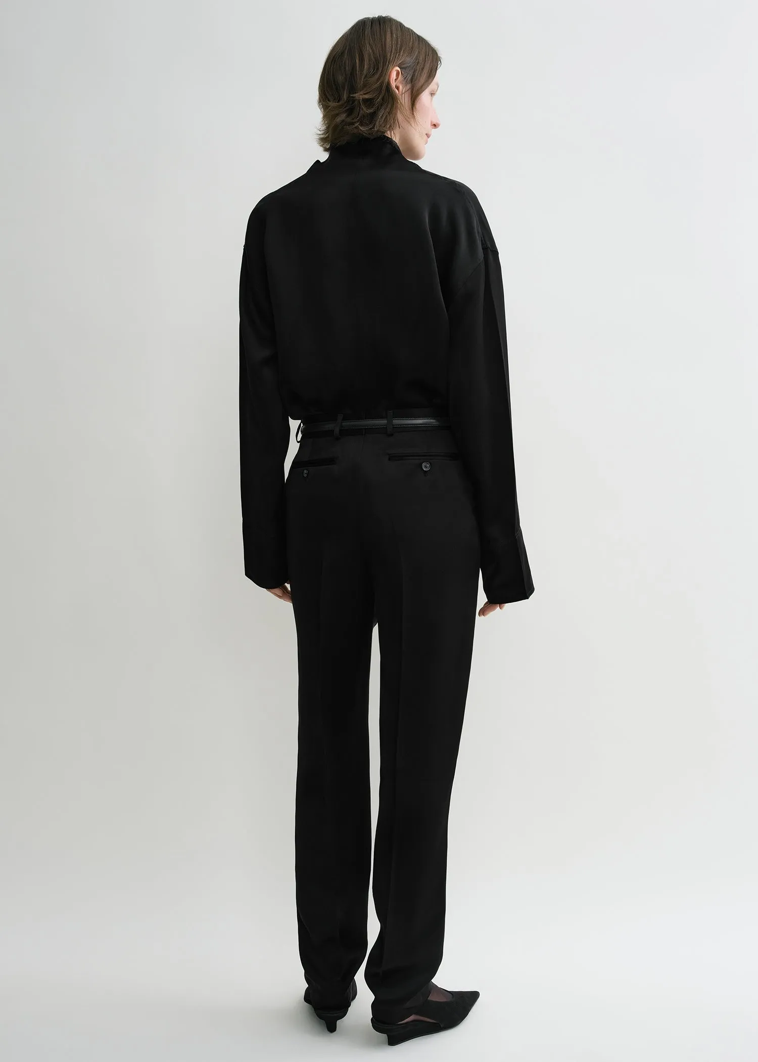 Low-waist satin trousers black sold by Toteme product image thumbnail 3