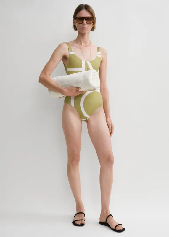 Monogram swimsuit melon/ecru made by Toteme