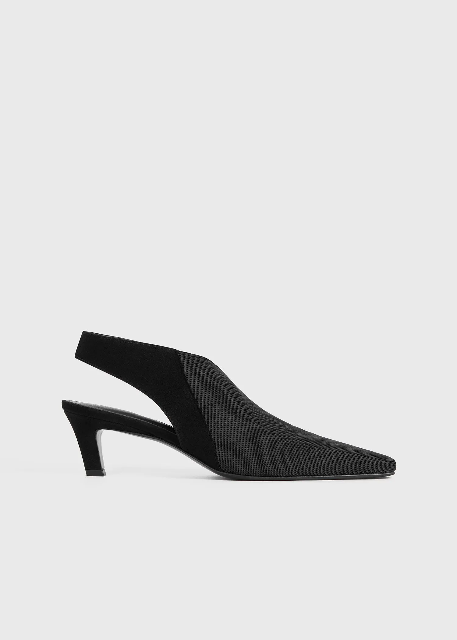 The Mid Heel Elastic Slingback black sold by Toteme