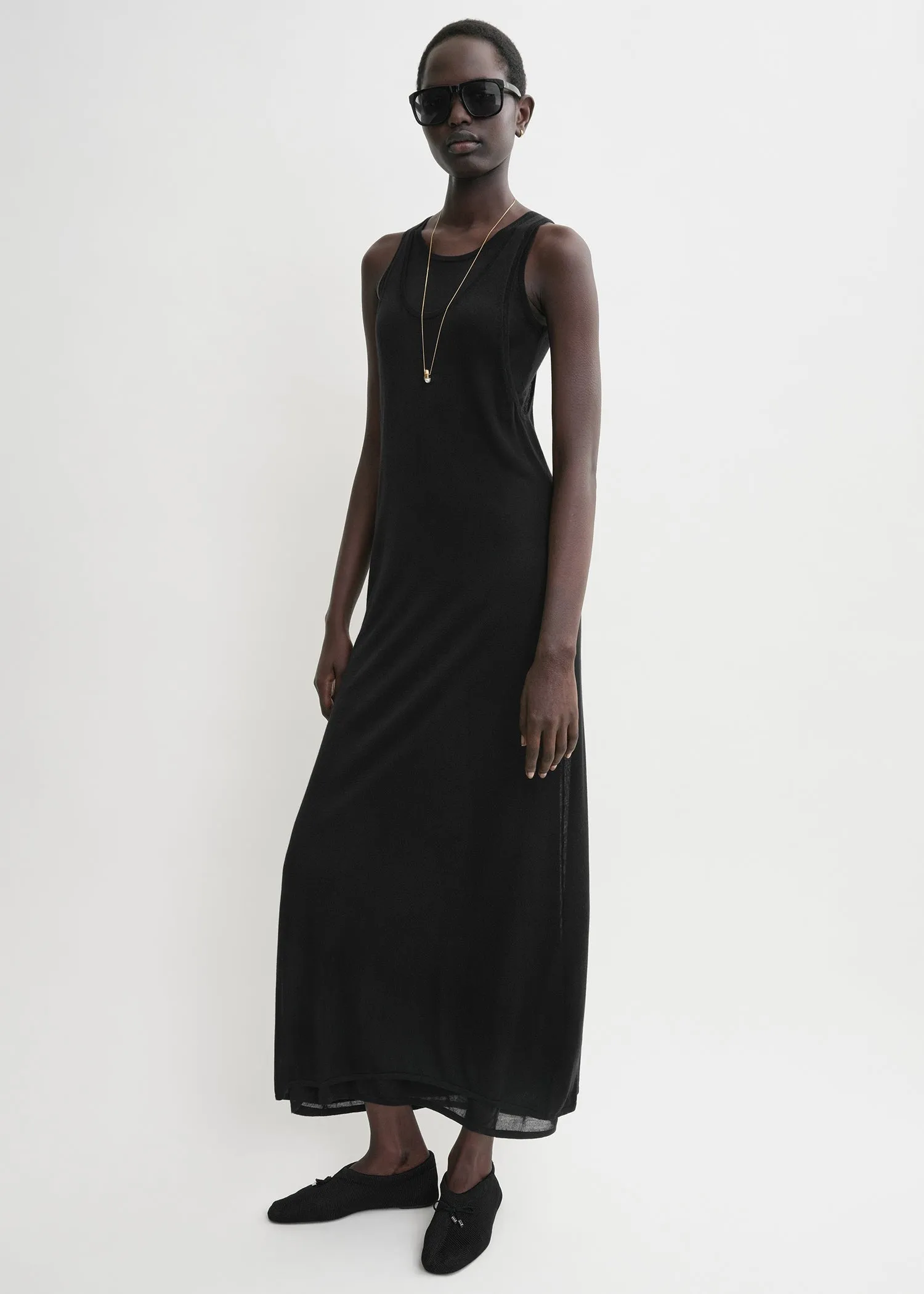 Layered knit tank dress black sold by Toteme product image thumbnail 2