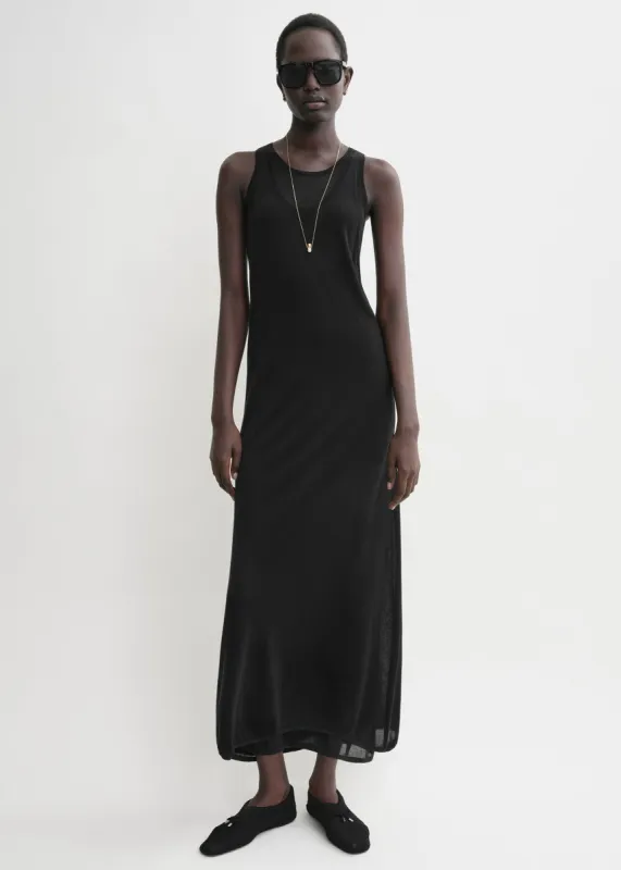 Layered knit tank dress black sold by Toteme