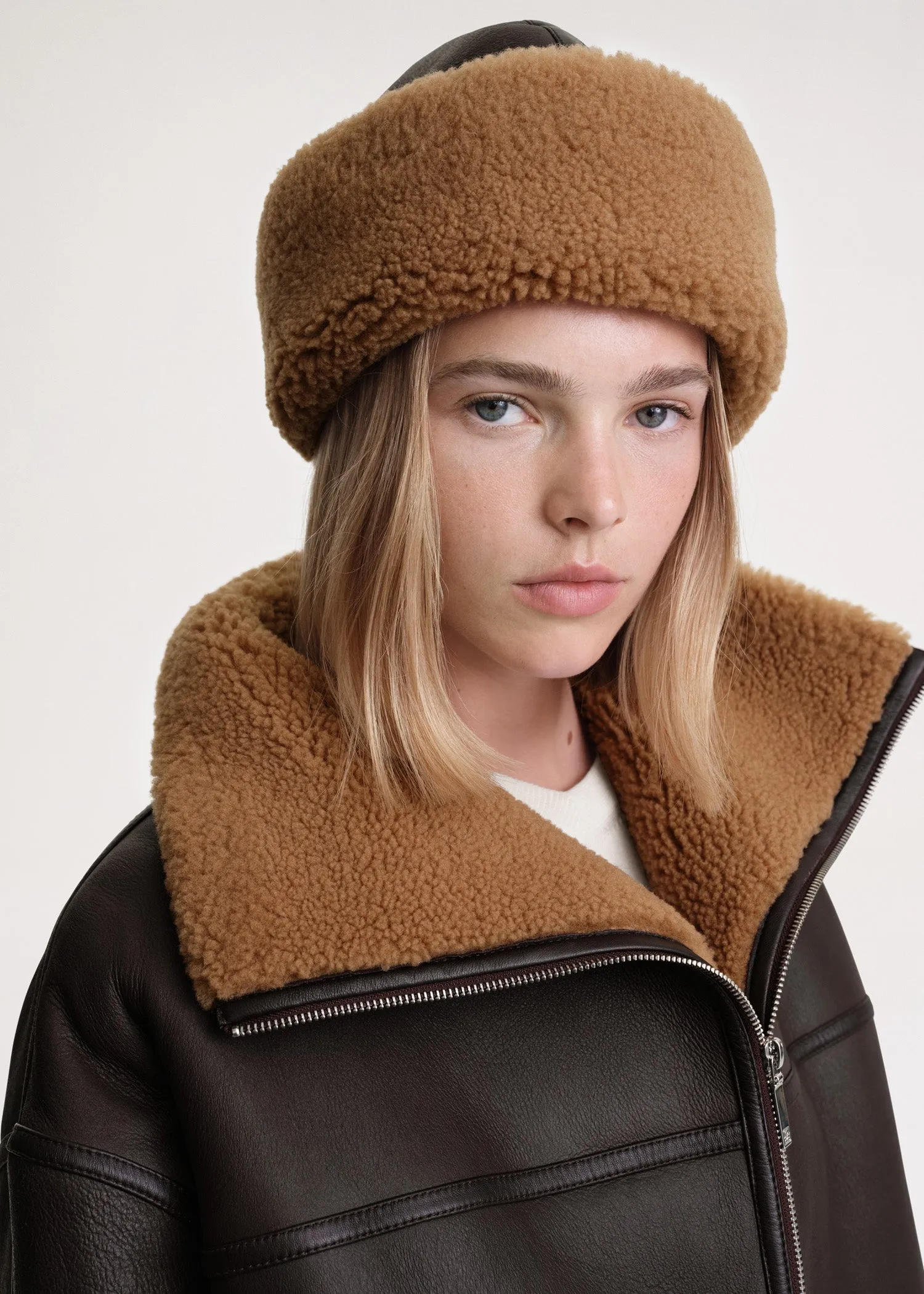 Shearling winter hat chocolate sold by Toteme product image thumbnail 3