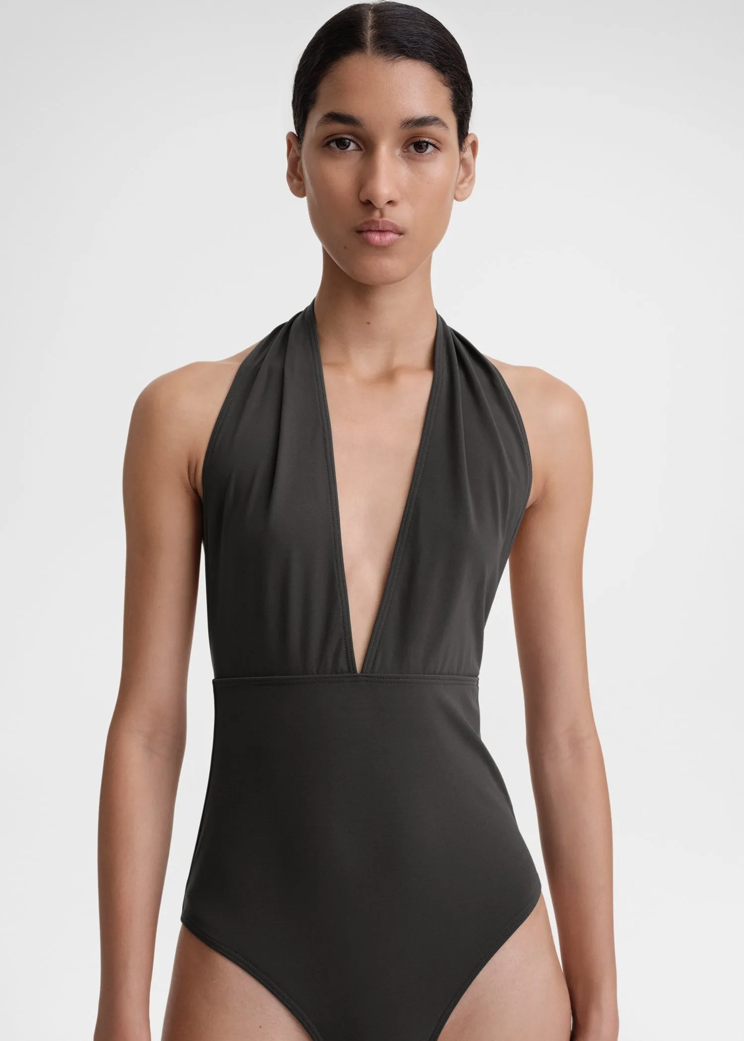 Halterneck swimsuit anthracite sold by Toteme product image thumbnail 4