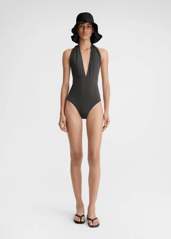 Halterneck swimsuit anthracite sold by Toteme