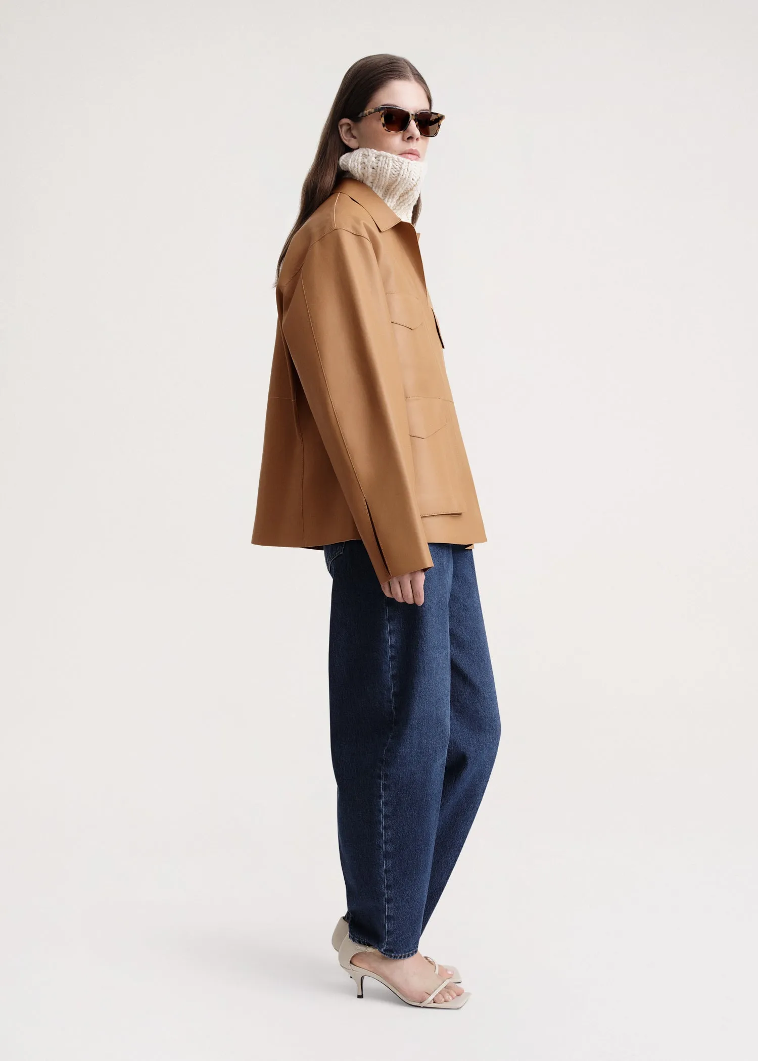Army leather jacket camel sold by Toteme product image thumbnail 2