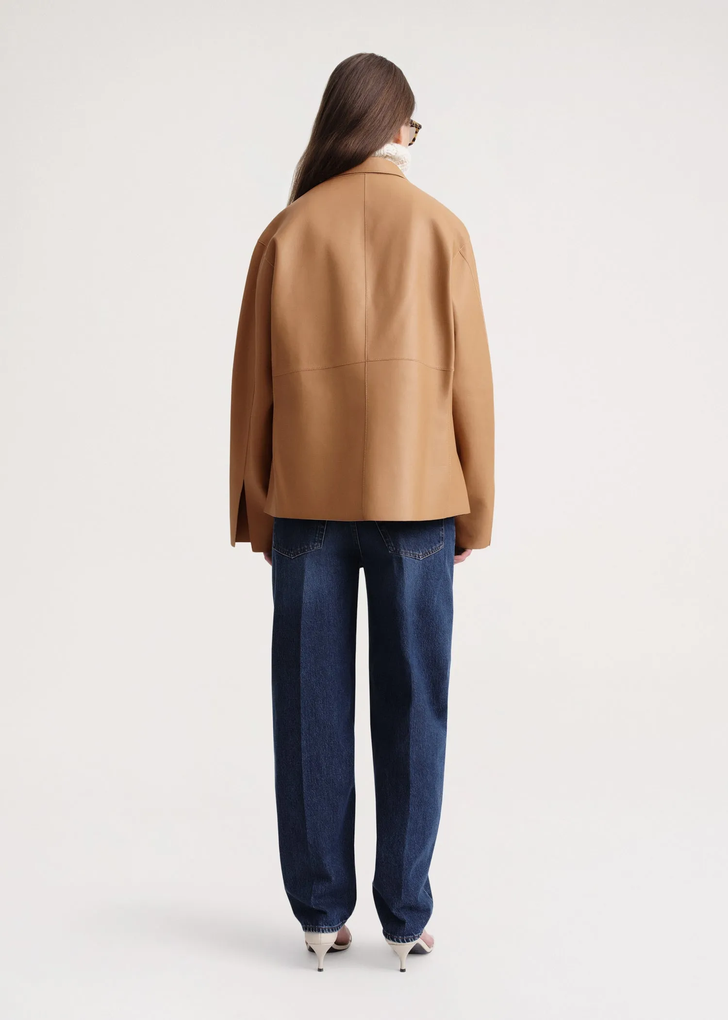 Army leather jacket camel sold by Toteme product image thumbnail 3