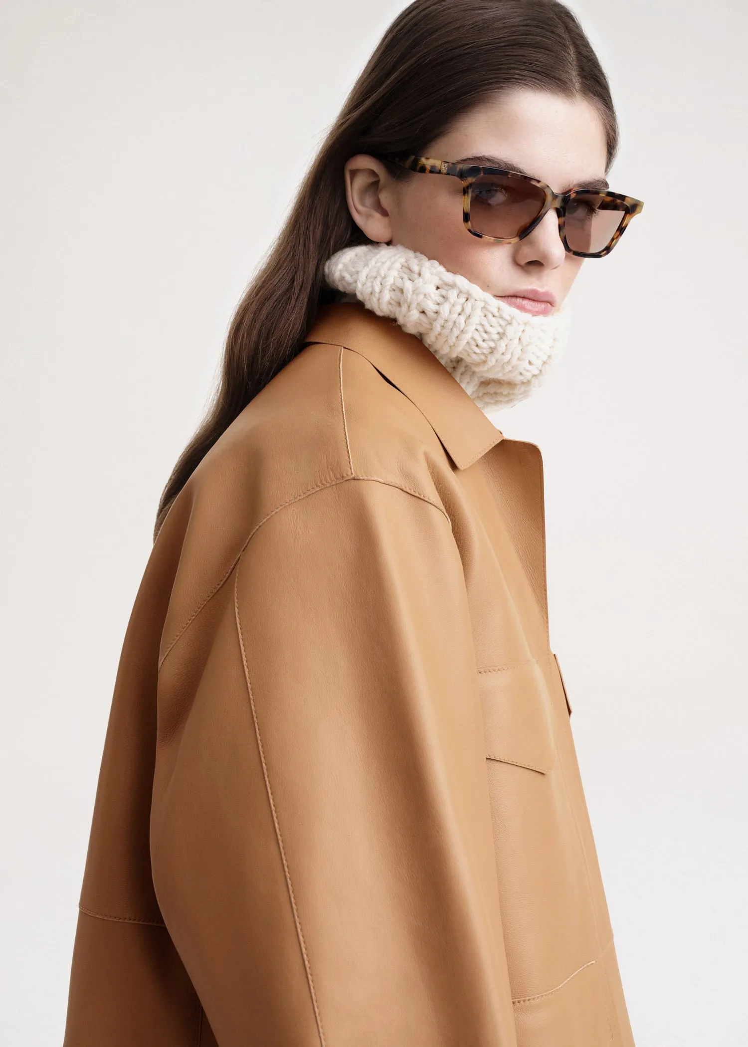 Army leather jacket camel sold by Toteme product image thumbnail 4