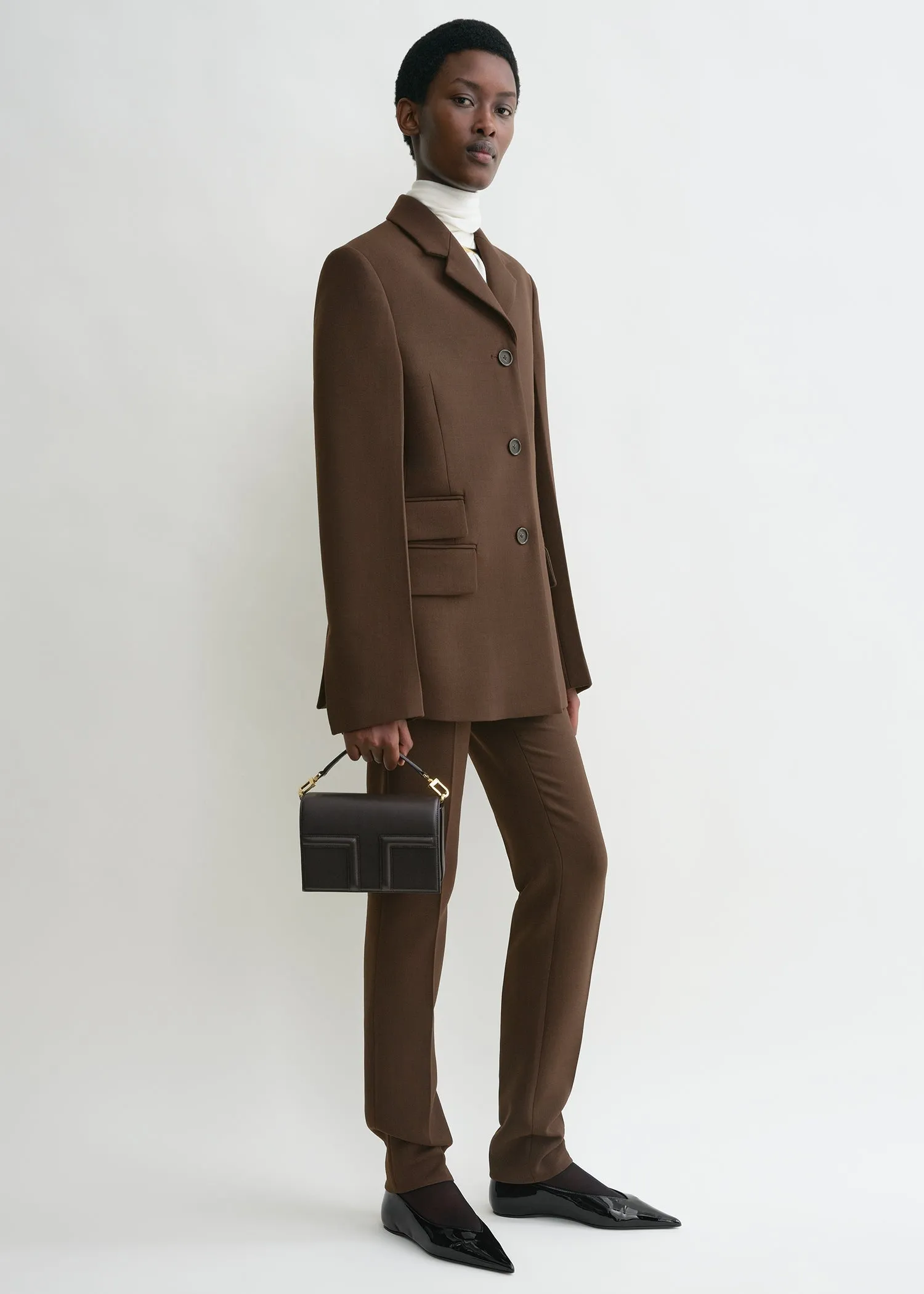 Mini T-flap leather bag bark sold by Toteme product image thumbnail 2