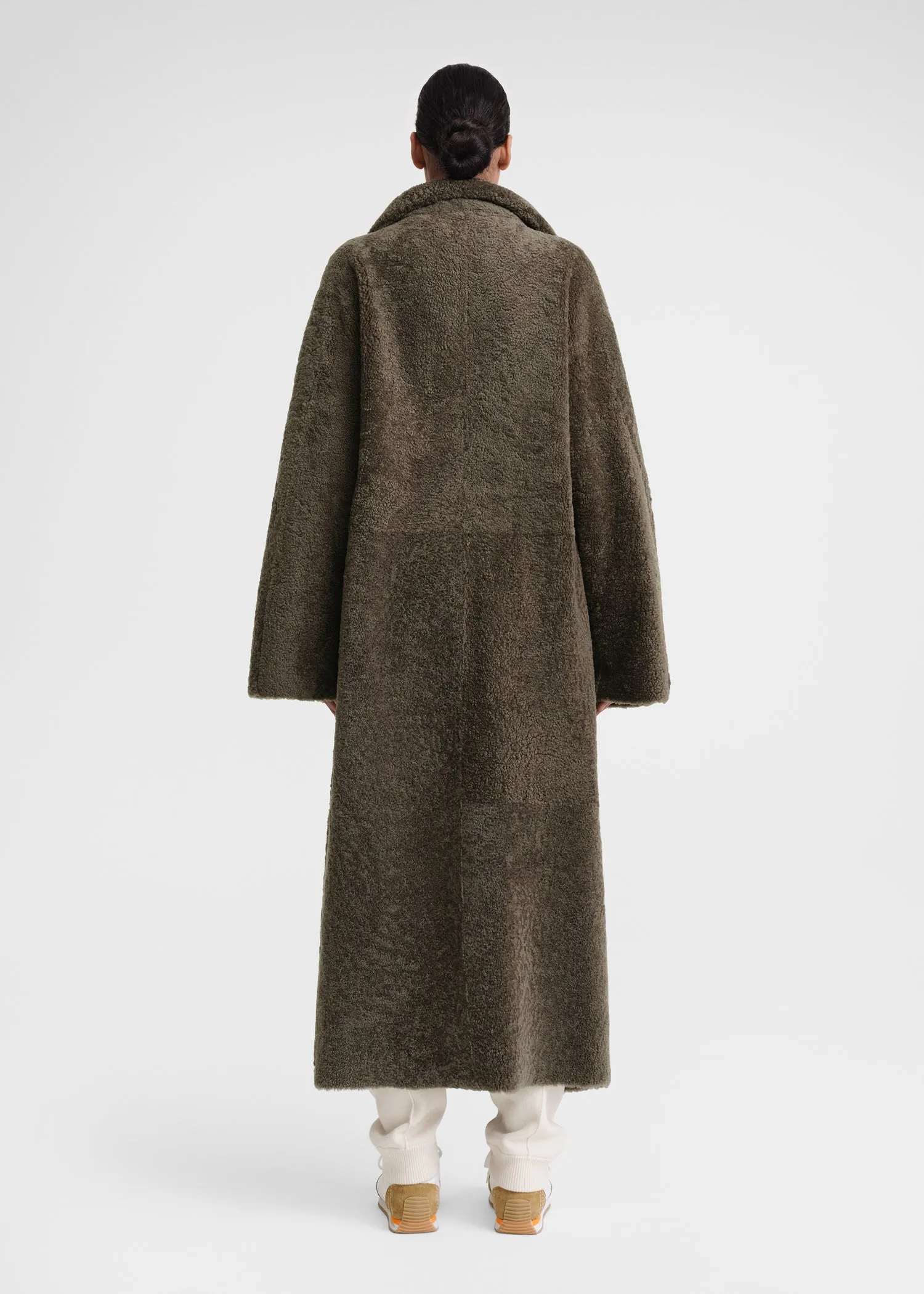 Belted teddy shearling coat cement green sold by Toteme product image thumbnail 3