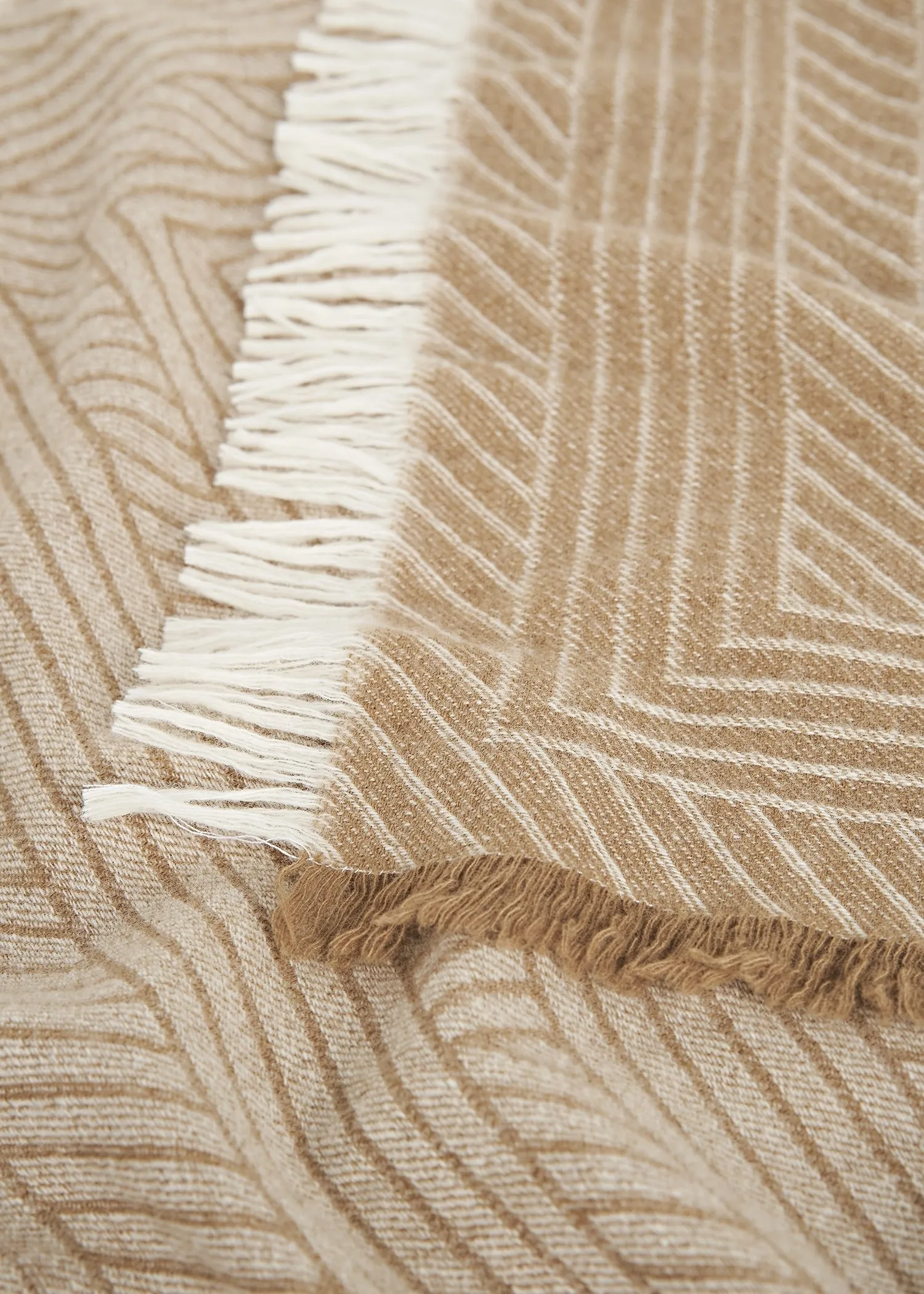 Striped monogram wool scarf biscuit sold by Toteme product image thumbnail 5