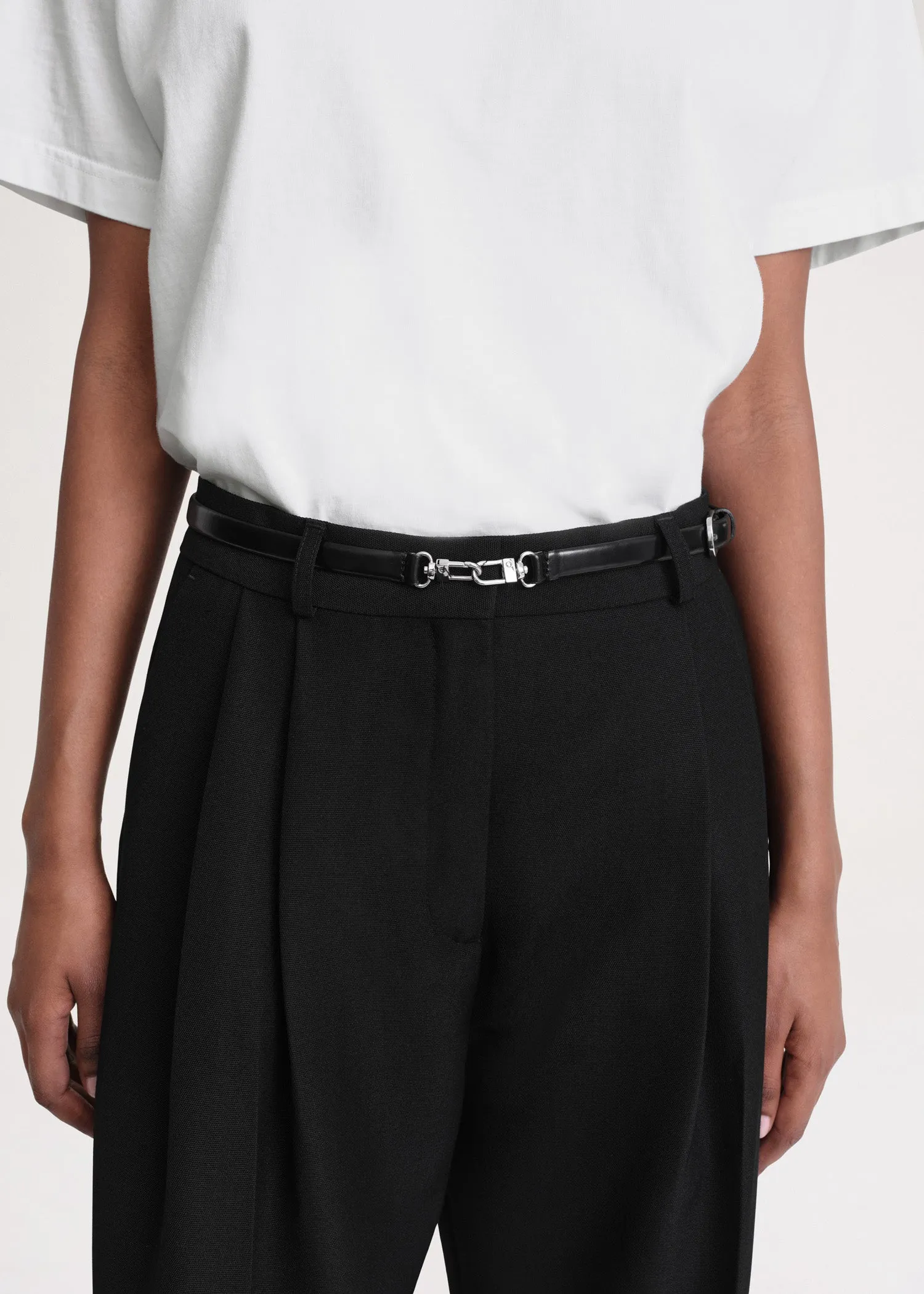 Double clasp leather belt black sold by Toteme product image thumbnail 2