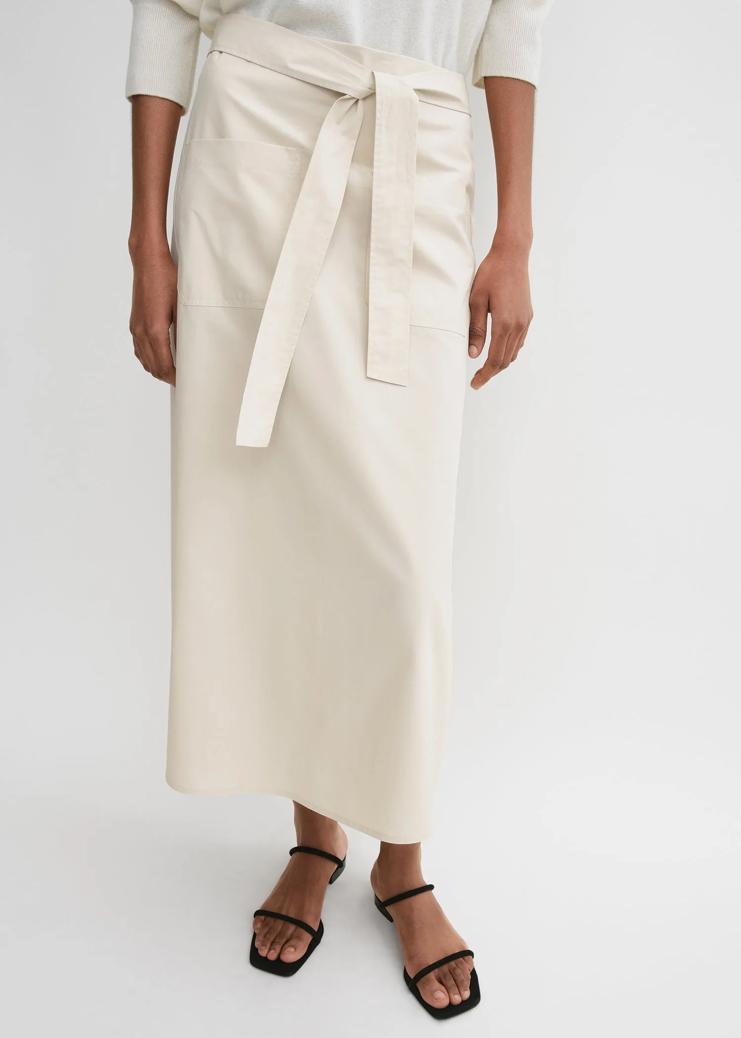 Tie-waist cotton skirt stone sold by Toteme product image thumbnail 2