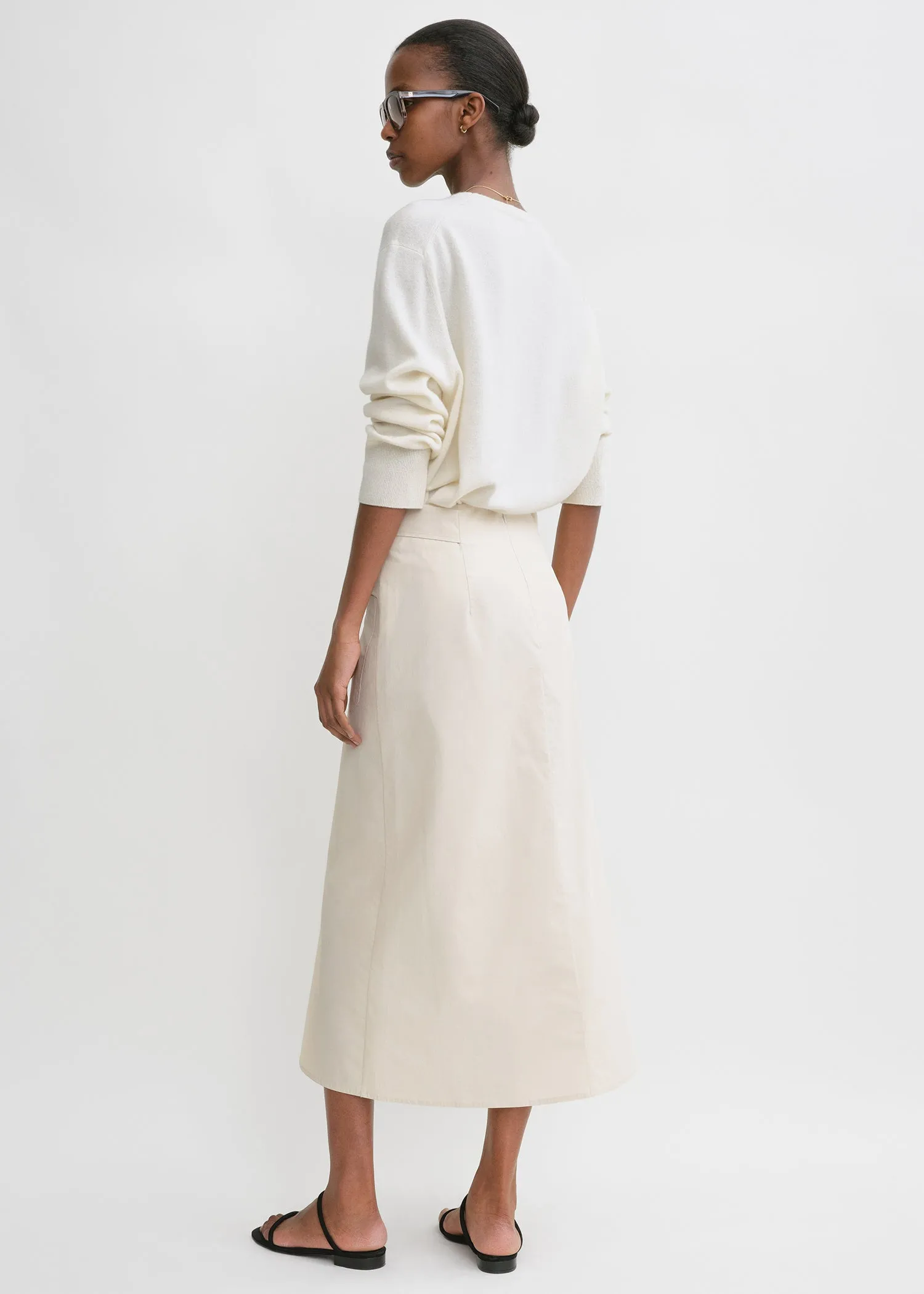 Tie-waist cotton skirt stone sold by Toteme product image thumbnail 4