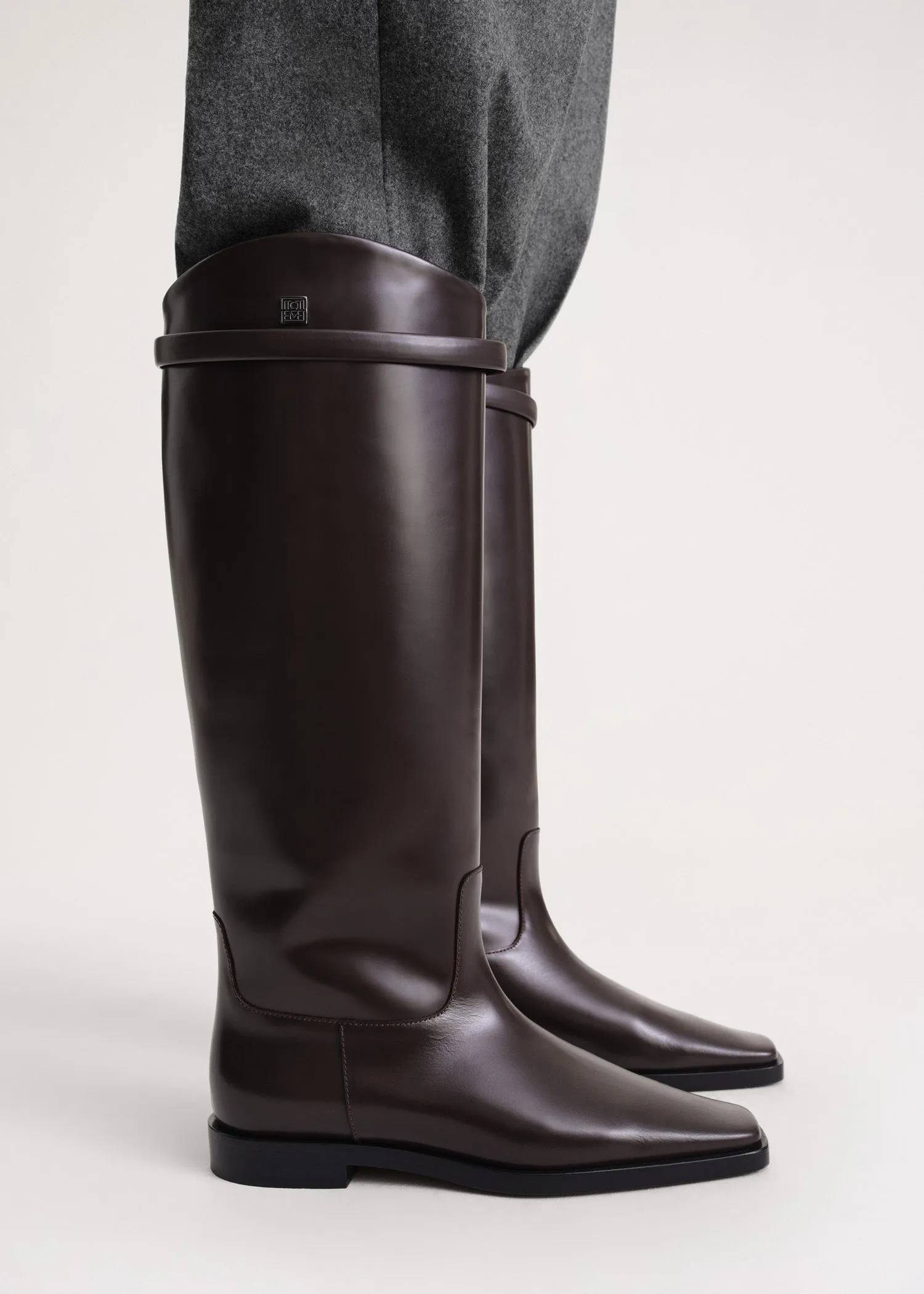 Leather riding boots coffee sold by Toteme product image thumbnail 2