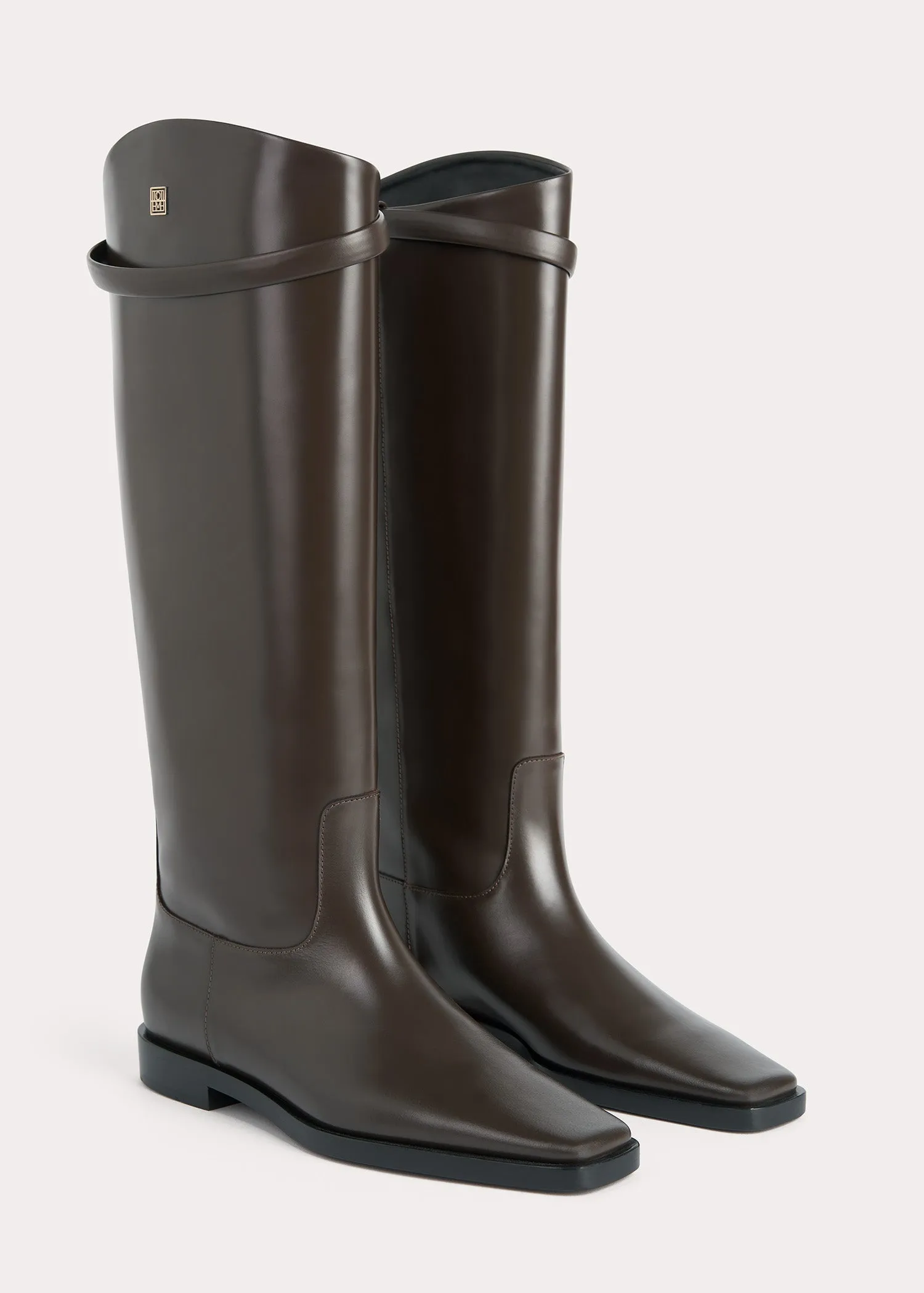 Leather riding boots coffee sold by Toteme product image thumbnail 3