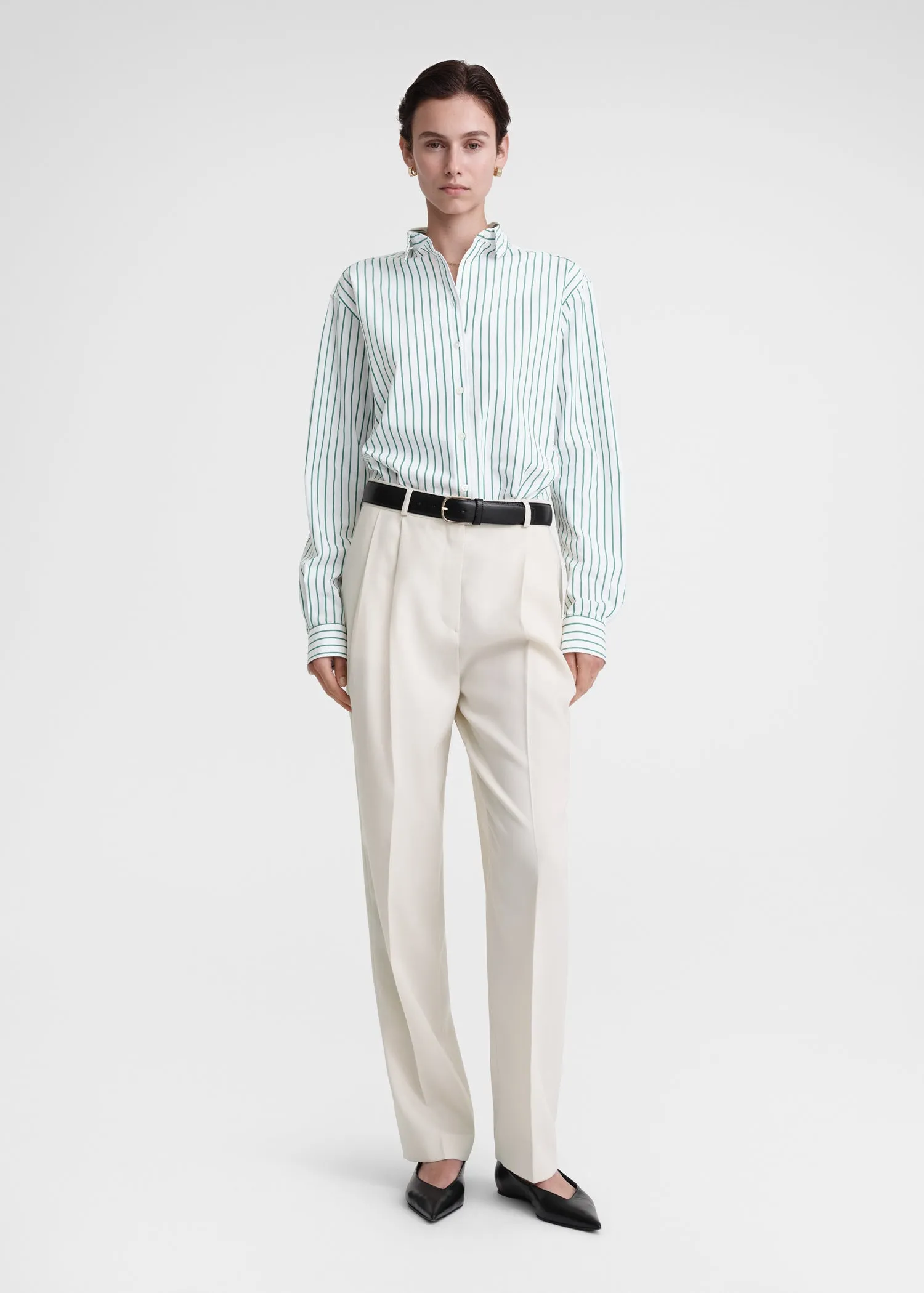 Signature cotton shirt white/green sold by Toteme