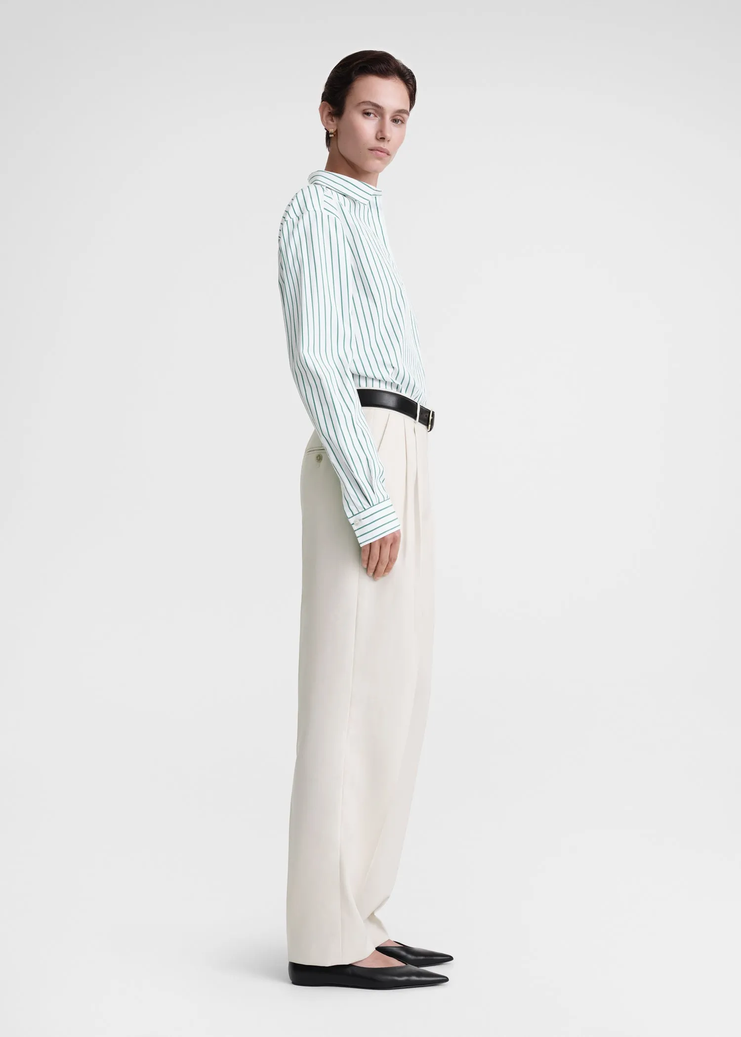 Signature cotton shirt white/green sold by Toteme product image thumbnail 2