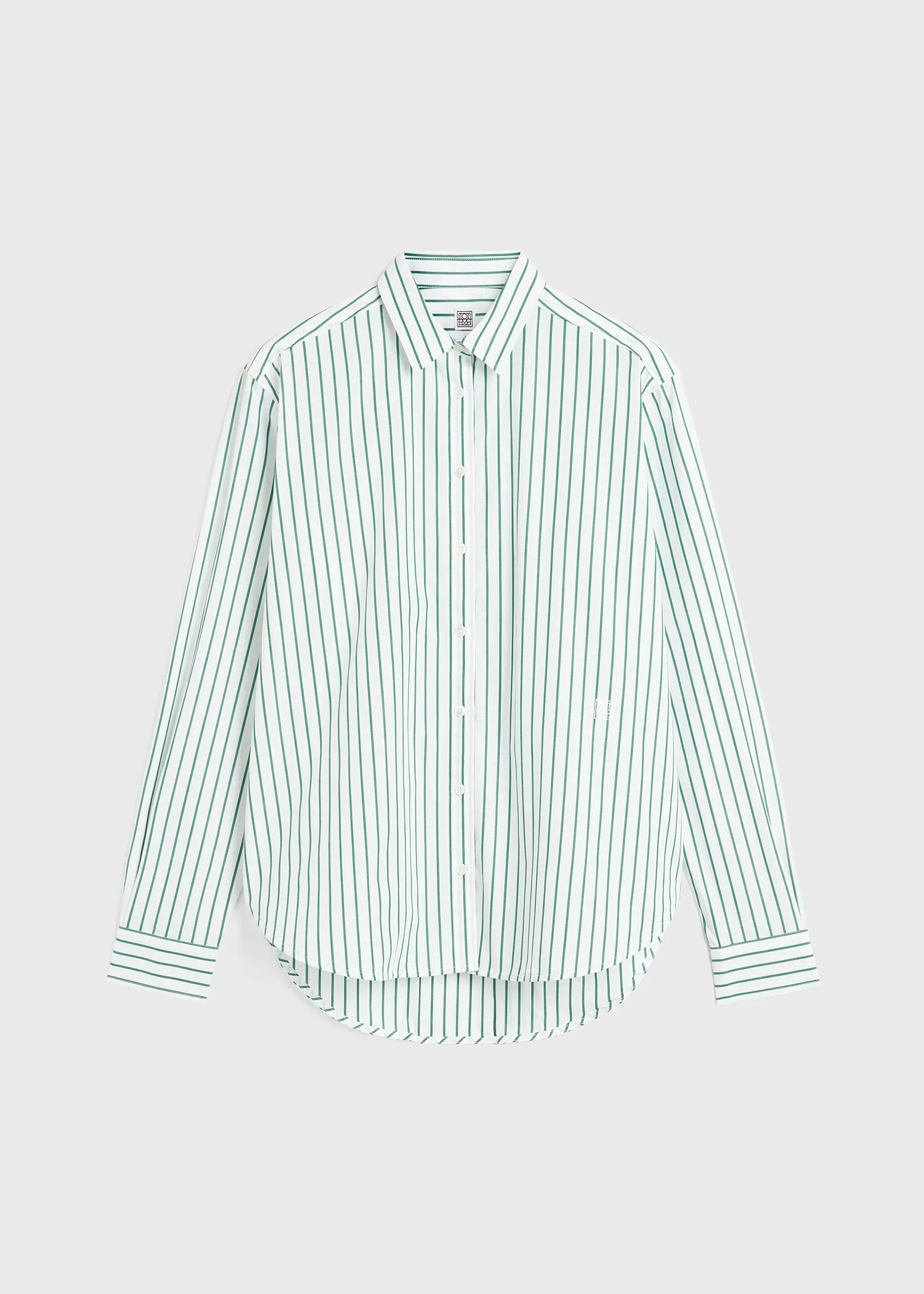 Signature cotton shirt white/green sold by Toteme product image thumbnail 5