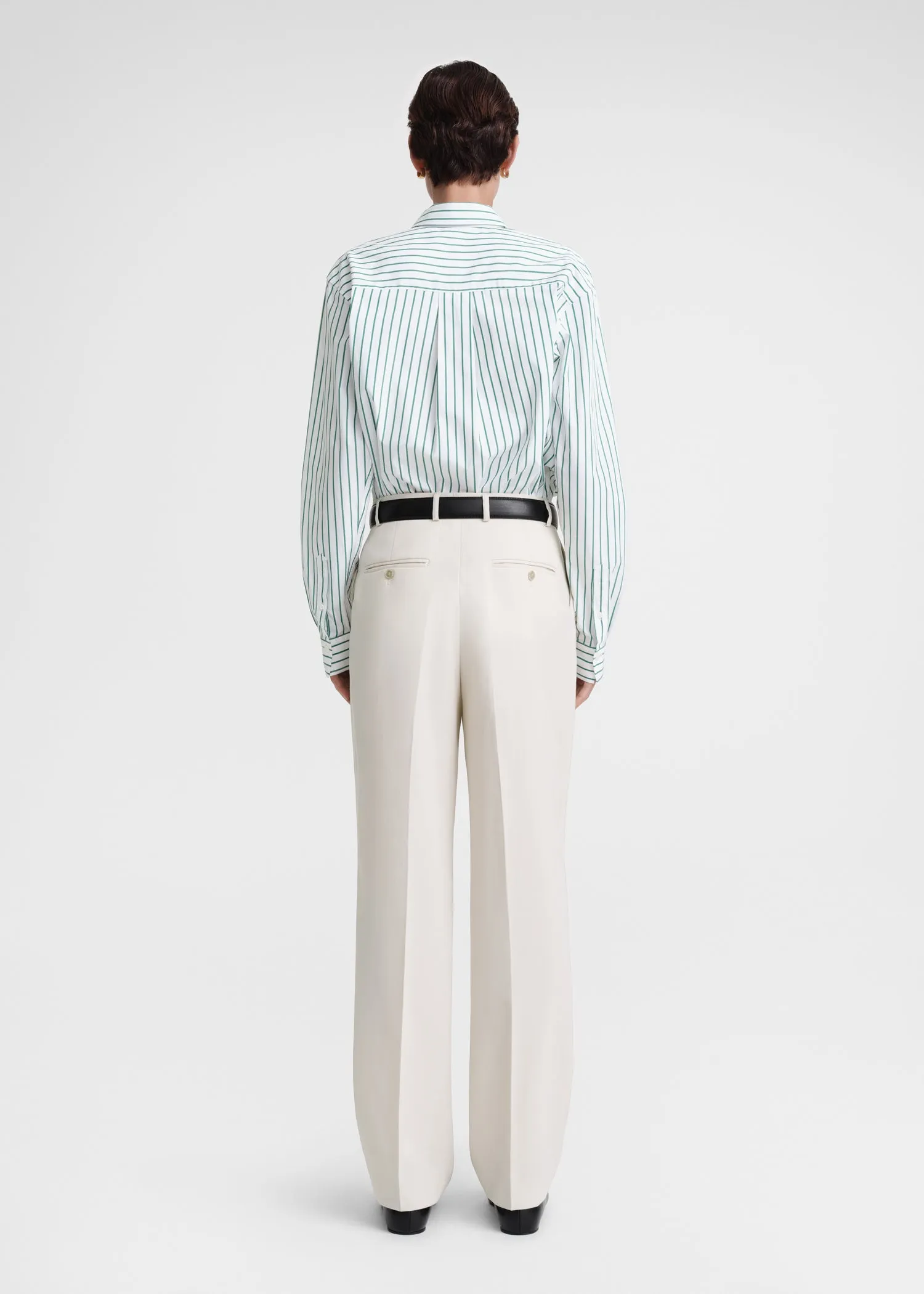 Signature cotton shirt white/green sold by Toteme product image thumbnail 3