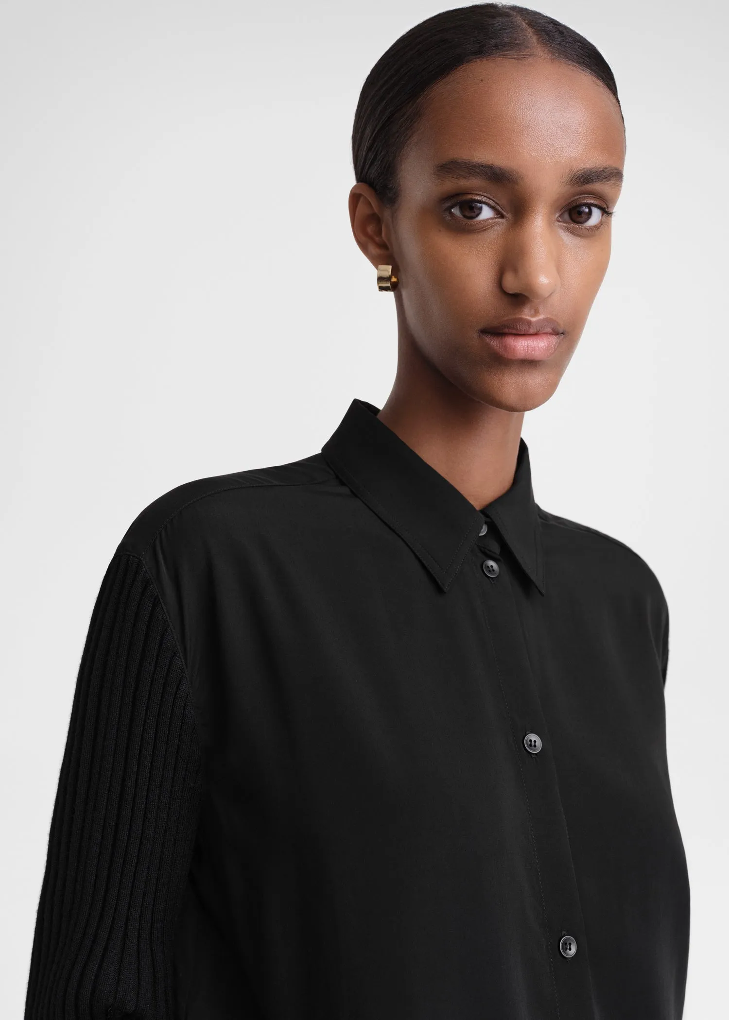 Bi-material shirt black sold by Toteme product image thumbnail 4