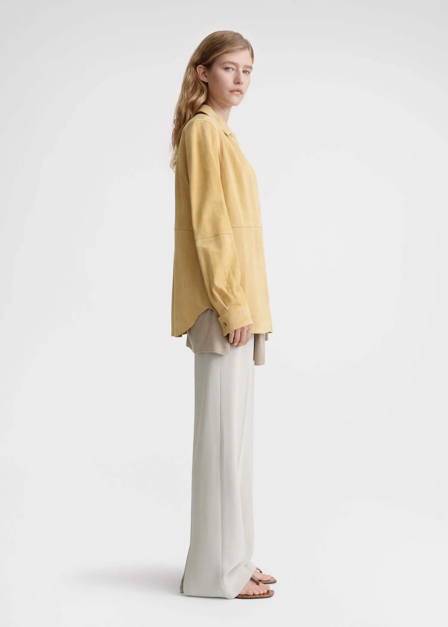 Soft suede shirt cornsilk sold by Toteme product image thumbnail 3