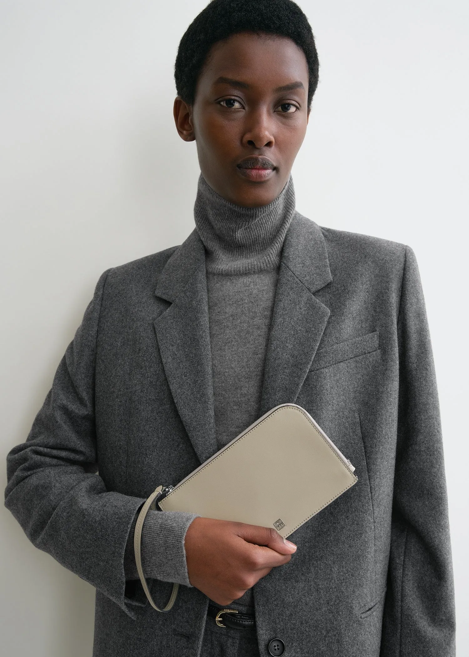 Monogram leather wristlet pouch fawn sold by Toteme product image thumbnail 2