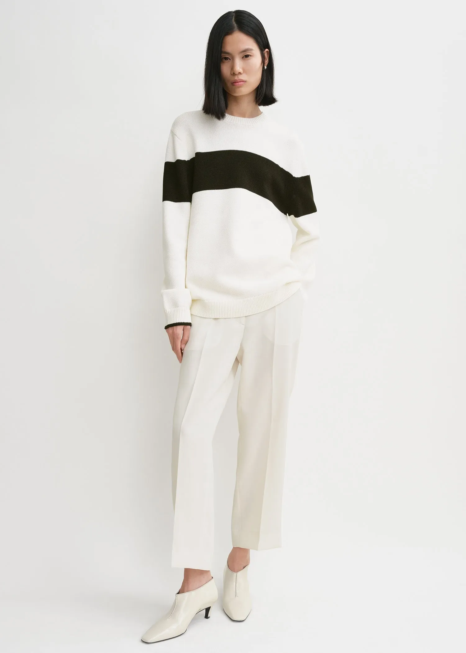 Contrast-stripe knit white/black sold by Toteme product image thumbnail 2