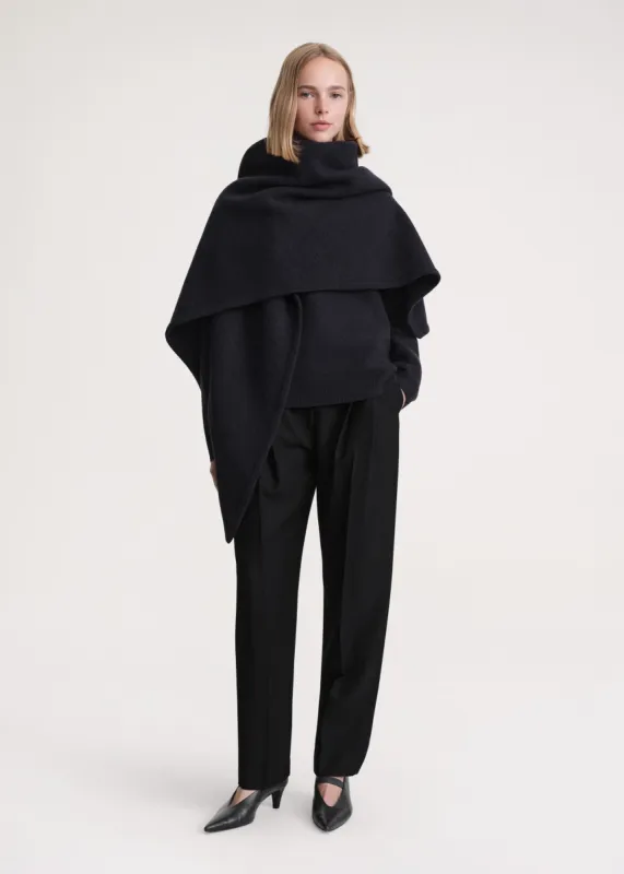 Maxi wool triangle scarf navy sold by Toteme