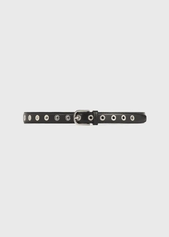 Eyelet belt black sold by Toteme