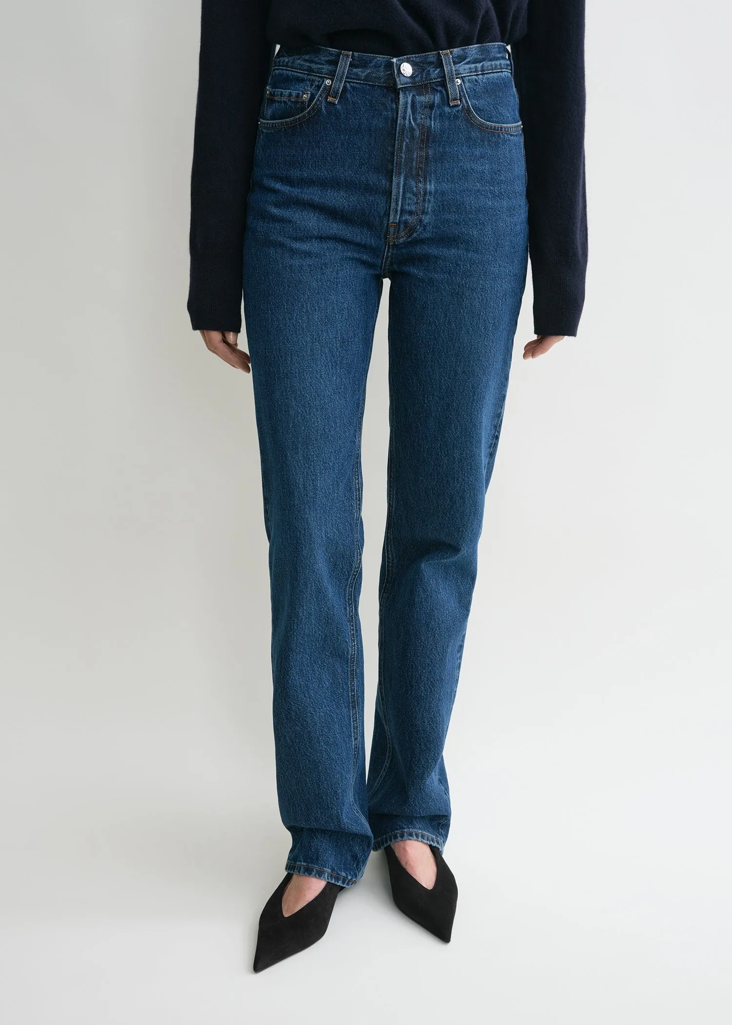 Classic cut denim full length dark blue sold by Toteme product image thumbnail 4