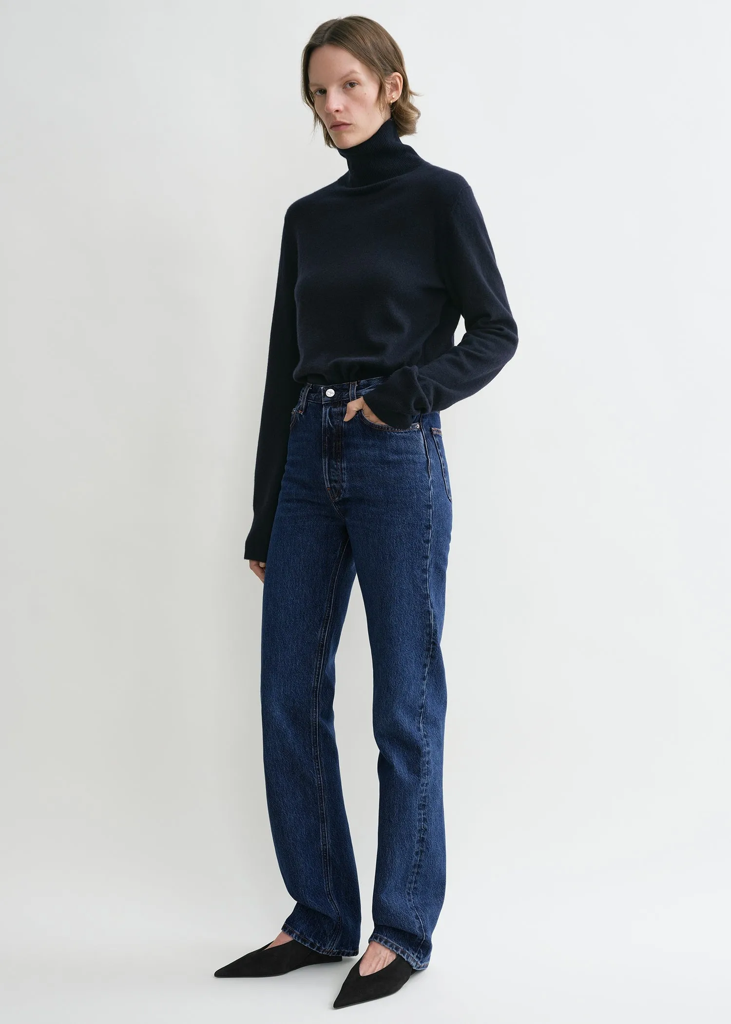 Classic cut denim full length dark blue sold by Toteme product image thumbnail 2