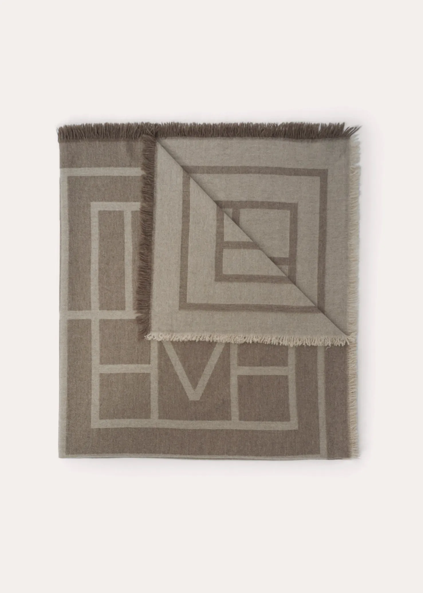 Monogram wool cashmere scarf tobacco sold by Toteme product image thumbnail 3
