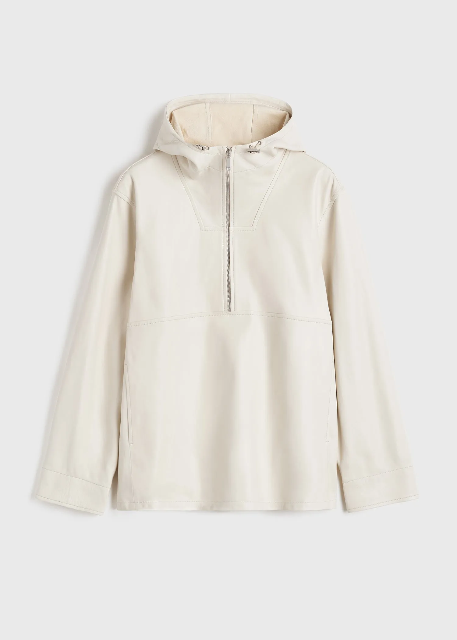 Half-zip leather anorak macadamia sold by Toteme product image thumbnail 5