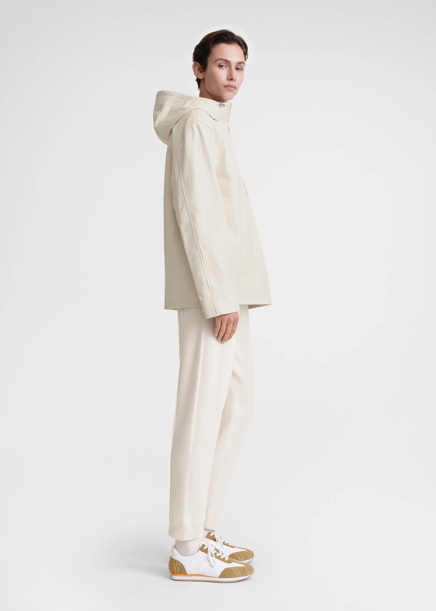 Half-zip leather anorak macadamia sold by Toteme product image thumbnail 2