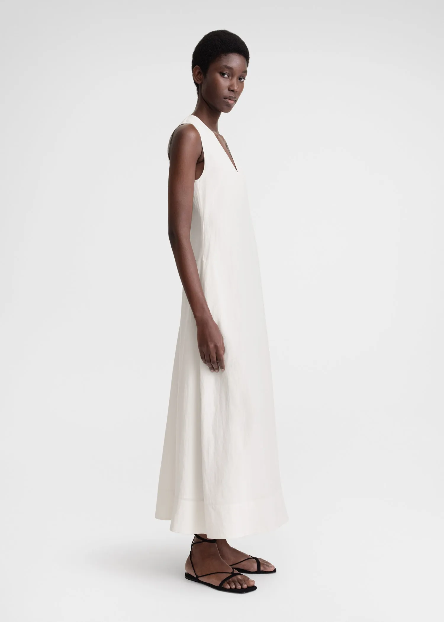 Fluid V-neck dress off white sold by Toteme product image thumbnail 2
