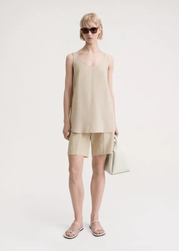 Lyocell linen tank overcast beige sold by Toteme