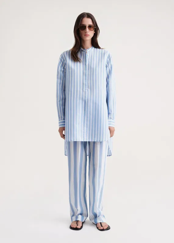 Long cotton silk shirt cornflower stripe sold by Toteme