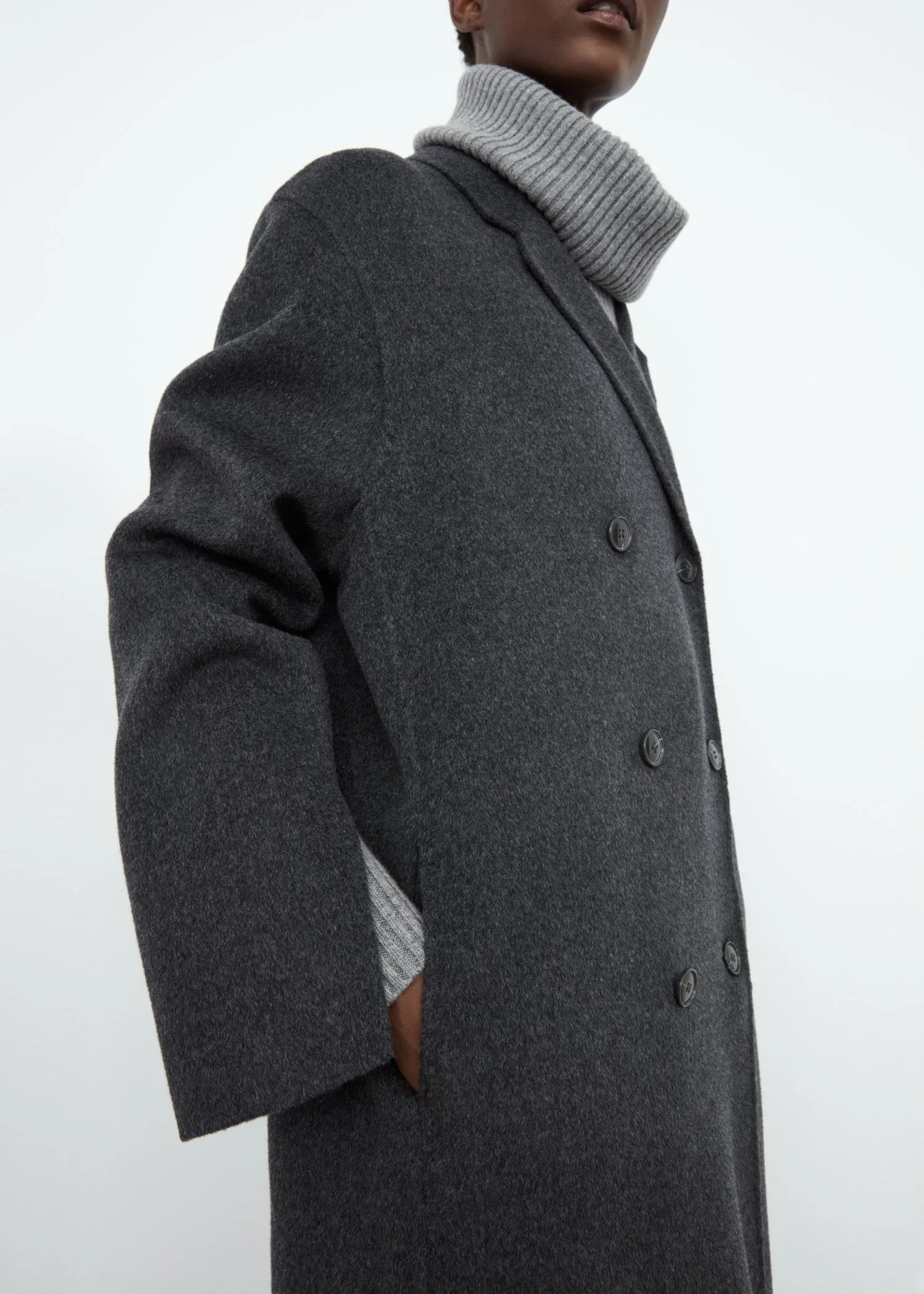 Doublé wool overcoat grey mélange sold by Toteme product image thumbnail 4