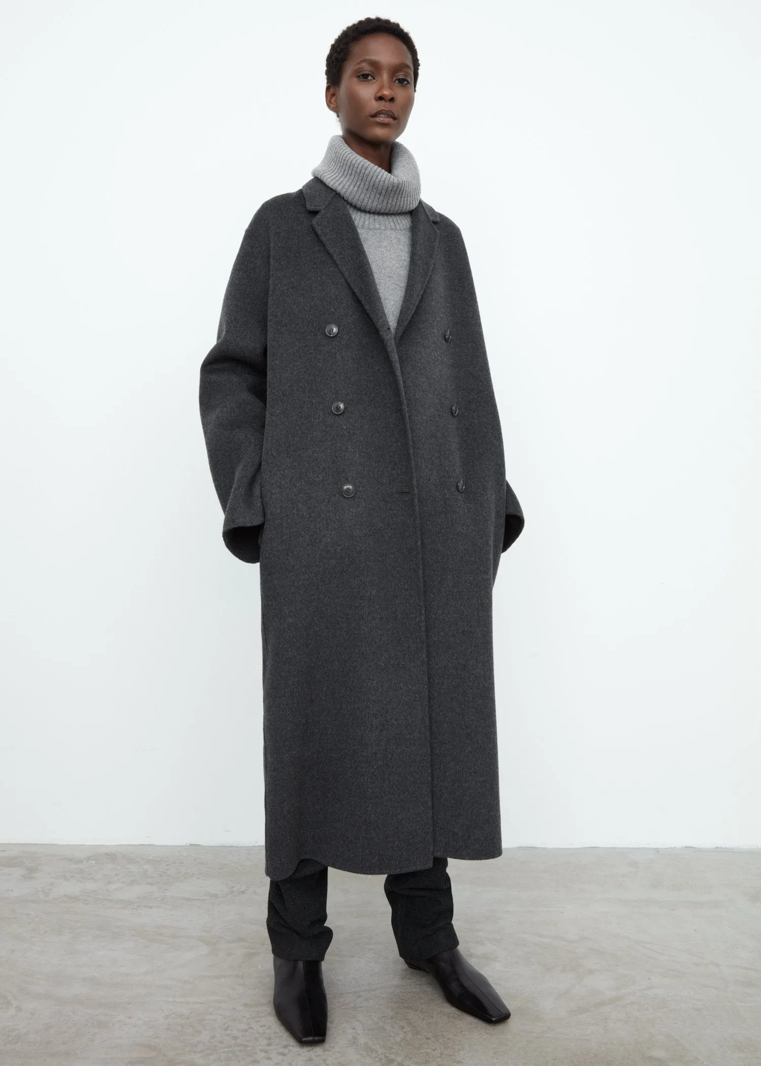 Doublé wool overcoat grey mélange sold by Toteme