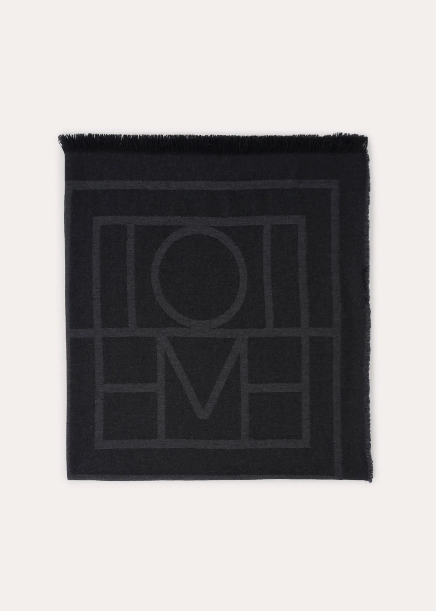 Monogram wool cashmere scarf dark grey sold by Toteme product image thumbnail 3