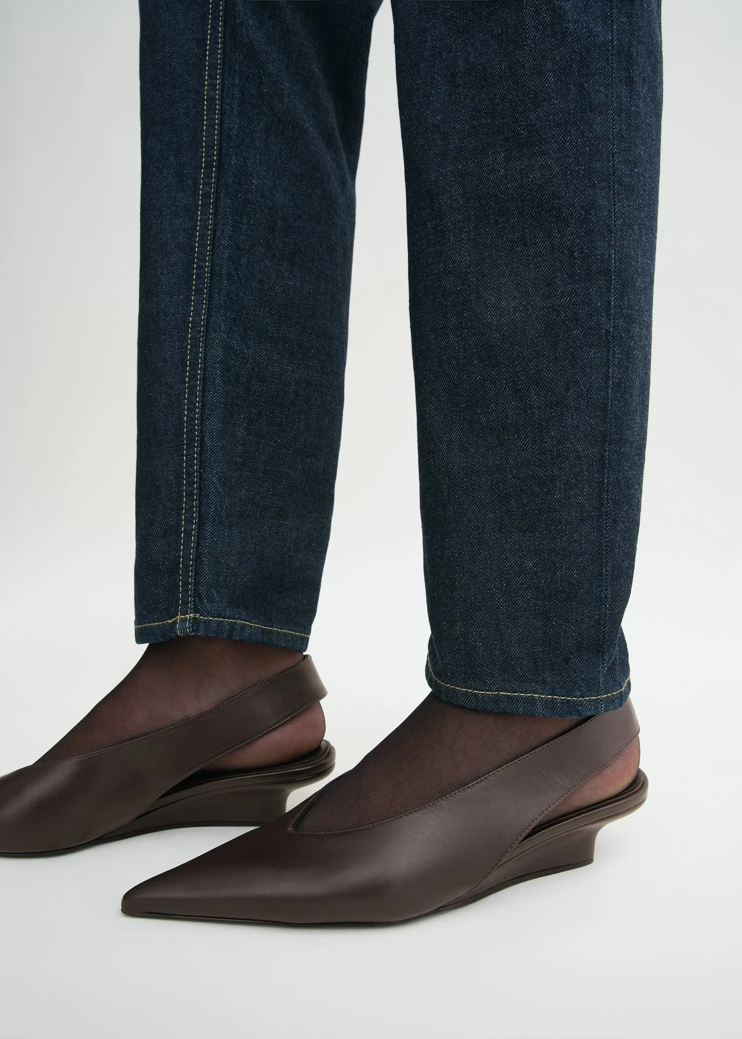 Wedge-heel Nappa slingbacks bark sold by Toteme product image thumbnail 3