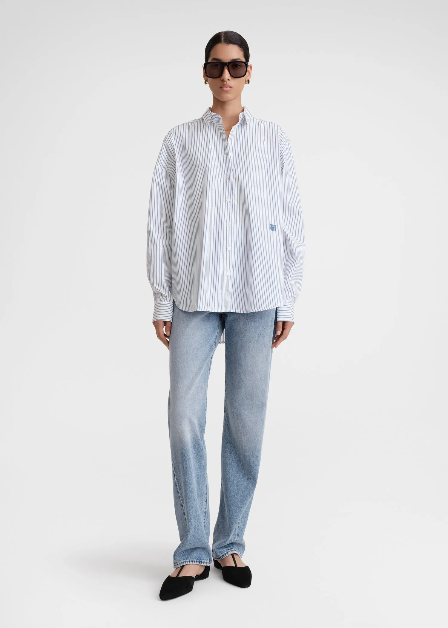 Signature cotton shirt navy stripe sold by Toteme