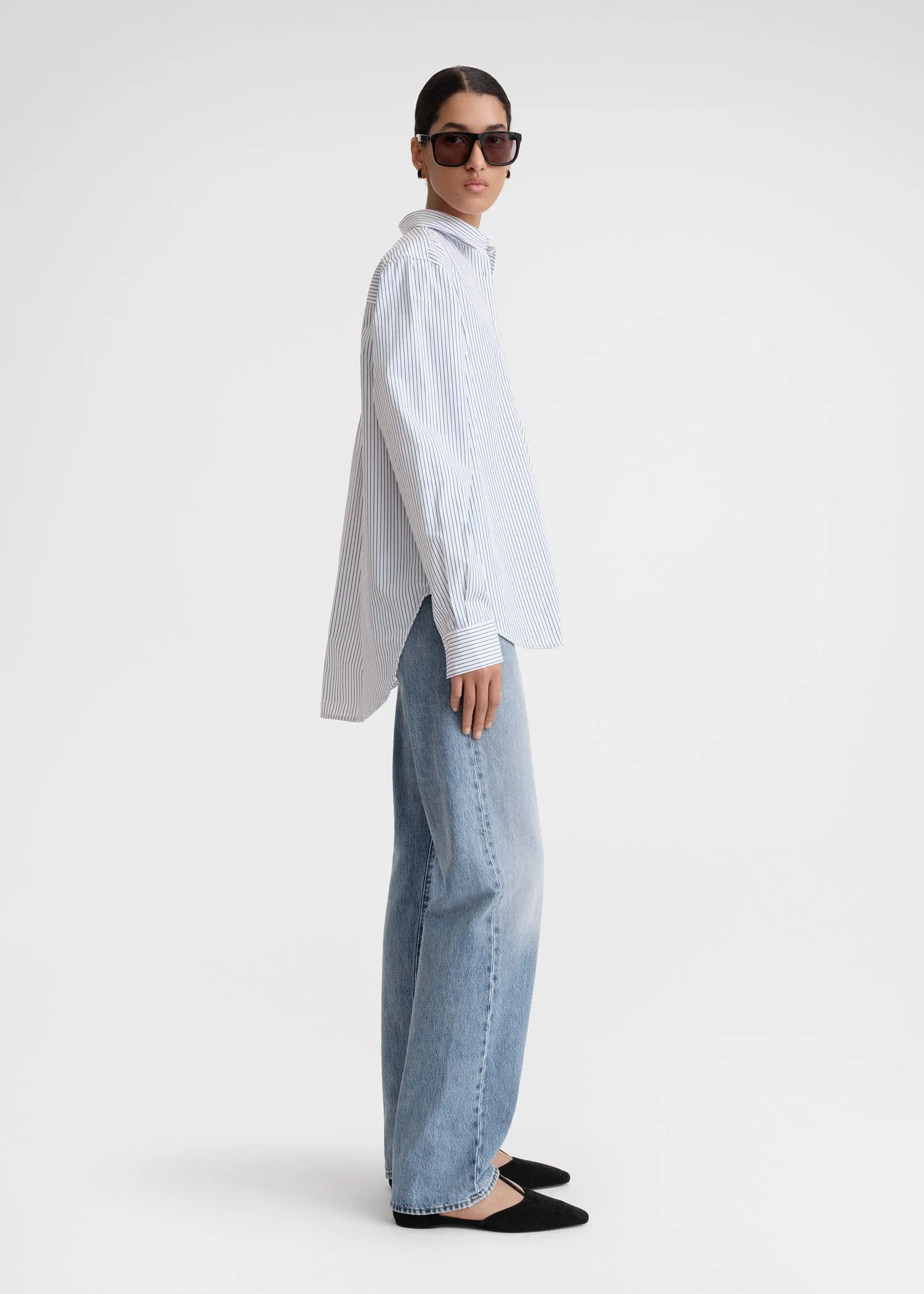 Signature cotton shirt navy stripe sold by Toteme product image thumbnail 2