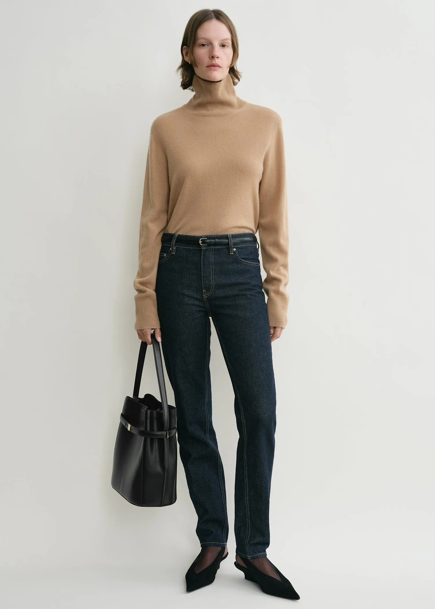 Cropped turtleneck camel sold by Toteme