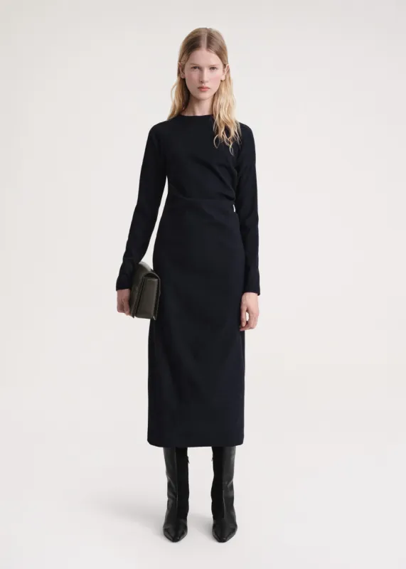 Twisted flannel dress navy sold by Toteme