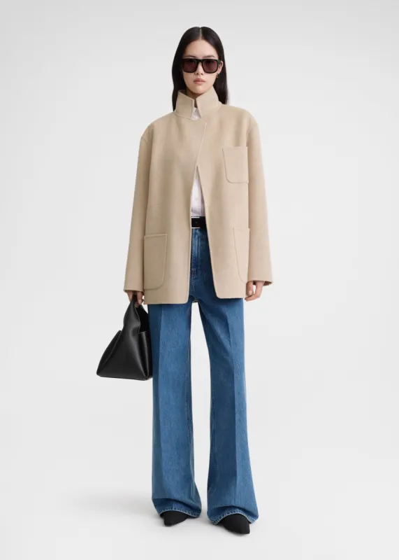 Patch pocket doublé jacket fawn melange sold by Toteme