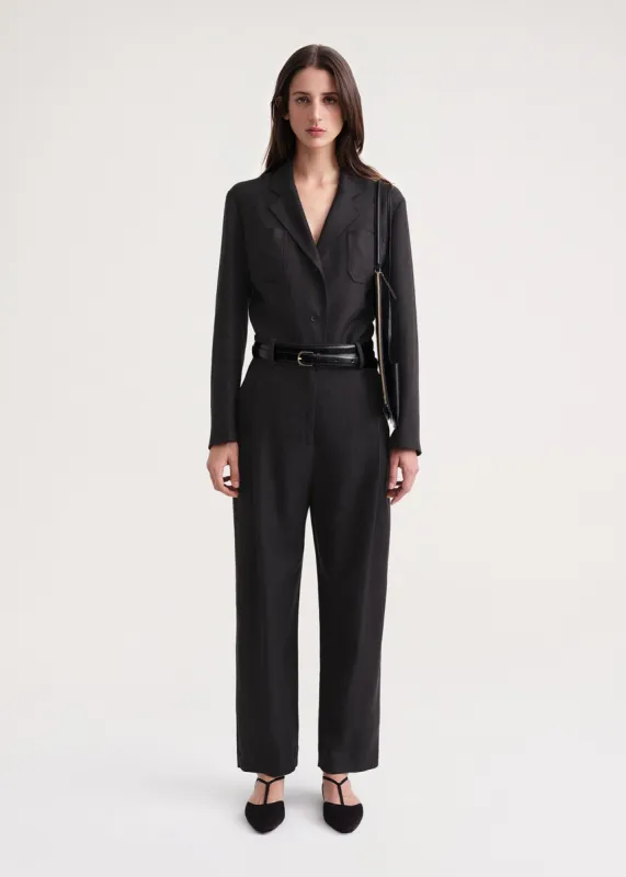 Deep pleat trousers charcoal mélange sold by Toteme